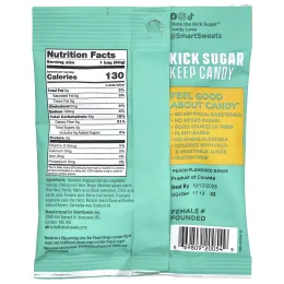 SmartSweets, Peach Rings, персик, 50 г (1,8 унции)