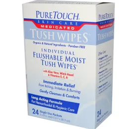 PureTouch Skin Care, Лечебные туалетные салфетки, 24 одноразовых пакетов, каждая 5 на 8 дюймов