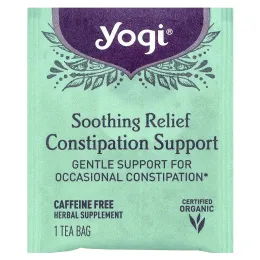 Yogi Tea, Успокаивающее средство для облегчения запоров, без кофеина, 16 чайных пакетиков, 32 г (1,12 унции)