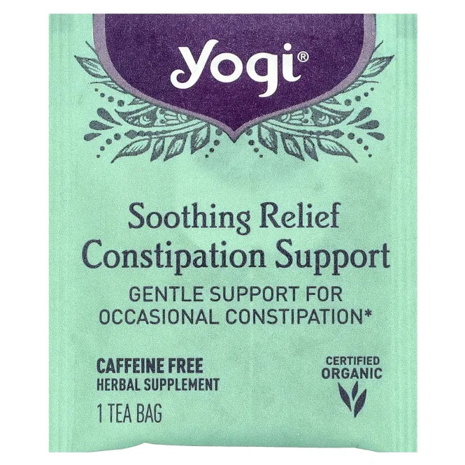Yogi Tea, Успокаивающее средство для облегчения запоров, без кофеина, 16 чайных пакетиков, 32 г (1,12 унции)