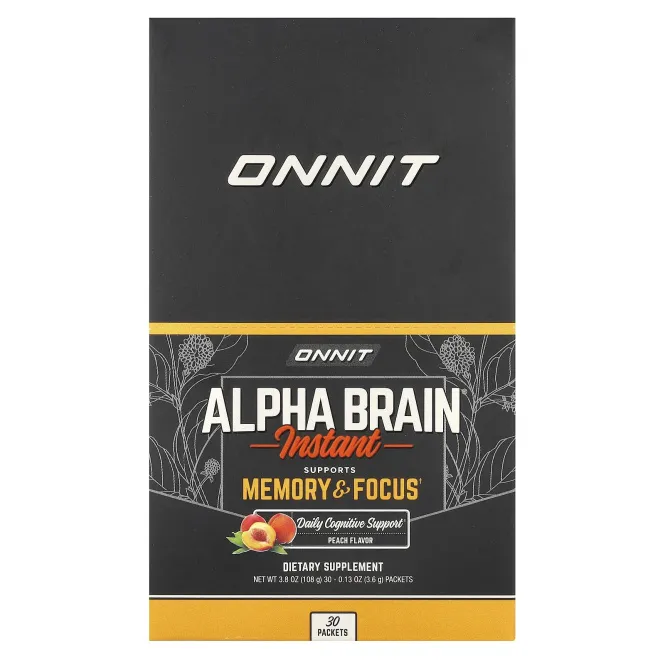 Onnit, Alpha Brain Instant, для памяти и концентрации, персик, 30 пакетиков по 3,6 г (0,13 унции)