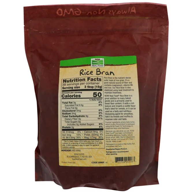 Now Foods, Real Food, стабилизированные рисовые отруби, 567 г (20 унций)