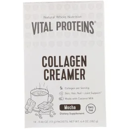 Vital Proteins, Коллагеновая сливочная добавка, мокко, 14 пакетиков по 0,46 унц. (13 г)