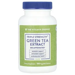 The Vitamin Shoppe, Экстракт зеленого чая, тройная сила действия, без кофеина, 100 растительных капсул