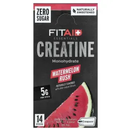 FITAID, Essentials, моногидрат креатина, со вкусом арбуза, 14 стик-пакетов по 6,2 г (0,22 унции)