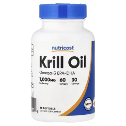 Nutricost, масло криля, 60 капсул (500 мг в каждой)