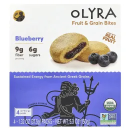 Olyra, Fruit & Grain Bites, голубика, 4 упаковки по 37,5 г (1,32 унции)