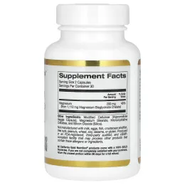 California Gold Nutrition, бисглицинат магния, с TRAACS®, 200 мг, 60 растительных капсул (100 мг в 1 капсуле)