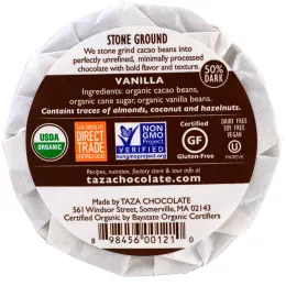 Taza Chocolate, Vanilla, 50% Dark Stone Ground Organic, Chocolate Mexicano Discs, 2 Discs, 2.7 oz (77 g)