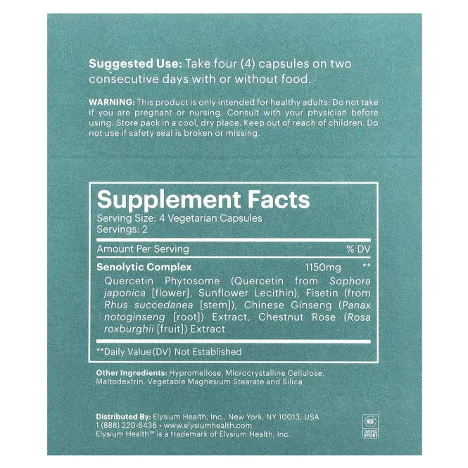 Elysium, Senolytic Complex, 8 капсул