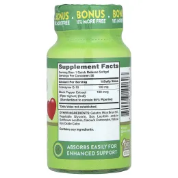 Nature's Truth, CoQ-10 с экстрактом черного перца, улучшенное усвоение, 100 мг, 50 капсул быстрого высвобождения