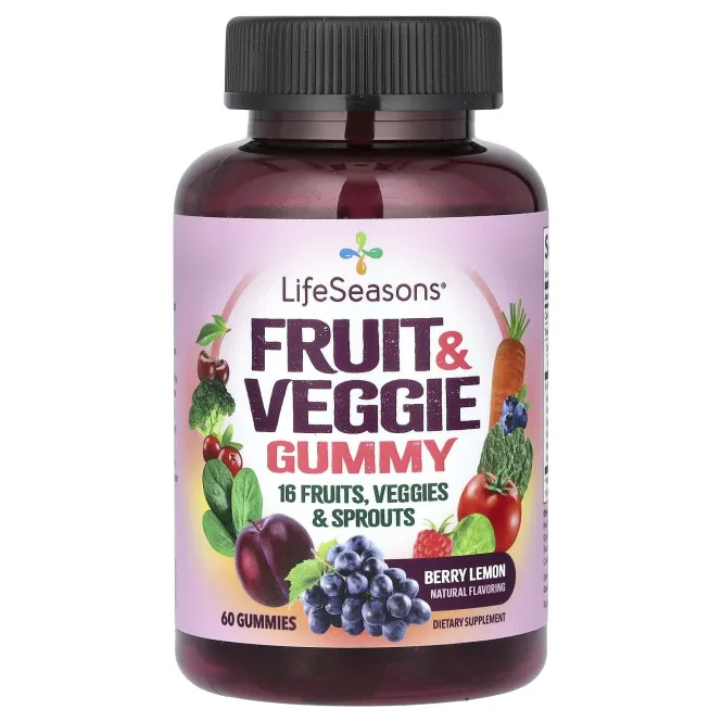 LifeSeasons, Fruit & Veggie Gummy, ягодный лимон, 60 жевательных таблеток