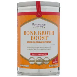 ReserveAge Nutrition, Стимулятор из костного бульона, коллагеноый белок из мяса животных травяного откорма, насыщенный вкус говядины, 24 пакетика с бульоном, 60 г