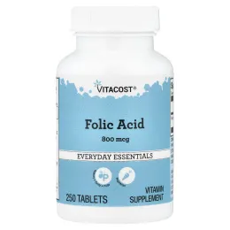 Vitacost, Everyday Essentials, Folic Acid, 800 mcg, 250 Tablets