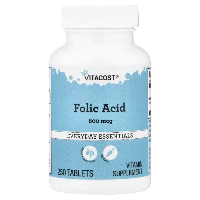 Vitacost, Everyday Essentials, Folic Acid, 800 mcg, 250 Tablets