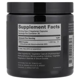 Toniiq, NMN 1200, 60 капсул (600 мг в 1 капсуле)
