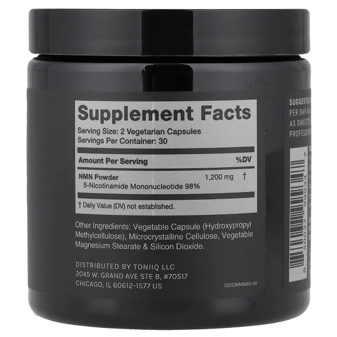 Toniiq, NMN 1200, 60 капсул (600 мг в 1 капсуле)