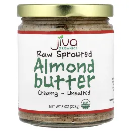 Jiva Organics, Необработанное масло из ростков миндаля, несоленое сливочное масло, 228 г (8 унций)