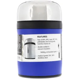 Think, Thinksport, GO4TH, изолированный контейнер для пищевых продуктов, синий, 12 унций (350 мл)