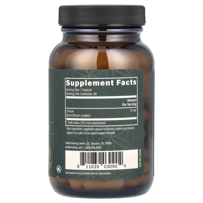 Global Healing, оротат лития, 10 мг, 60 капсул