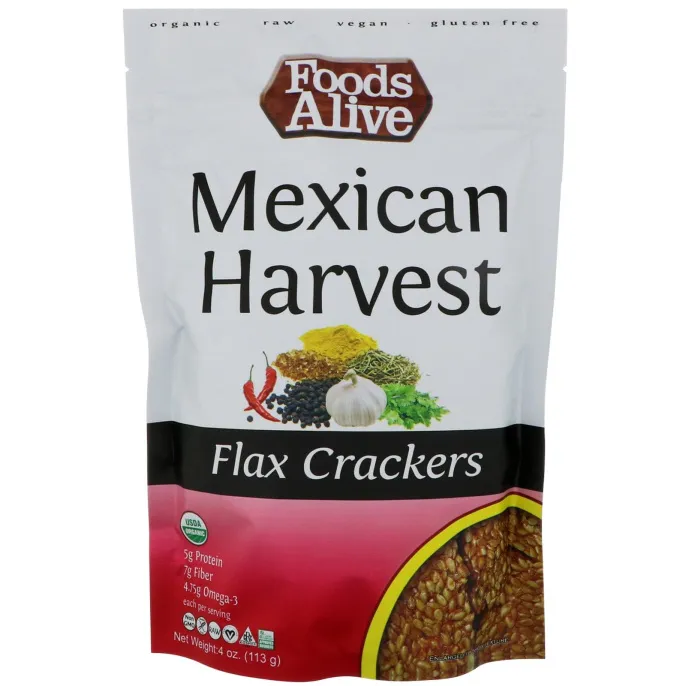 Foods Alive, Льняные крекеры, Мексиканский урожай, 4 унц. (113 г)
