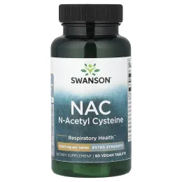 Swanson Vitamins, NAC, 60 веганских таблеток (1 г в 1 таблетке)