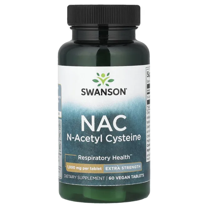 Swanson Vitamins, NAC, 60 веганских таблеток (1 г в 1 таблетке)