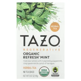 TAZO, Regenerative, травяной чай, органическая освежающая мята, без кофеина, 16 чайных пакетиков, 19 г (0,67 унции)