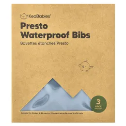 KeaBabies, Водонепроницаемые нагрудники Presto, для детей 6–36 месяцев, шифер, 3 шт. В упаковке