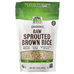 NOW Foods, Real Food, органический проросший бурый рис, необработанный, 454 г (16 унций)