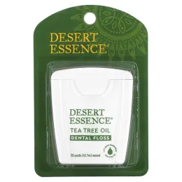 Desert Essence, Зубная нить с маслом чайного дерева, с восковым покрытием, 50 ярдов (45,7 м)
