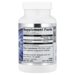 Vitacost, L-Glutamine, 500 mg, 100 Capsules