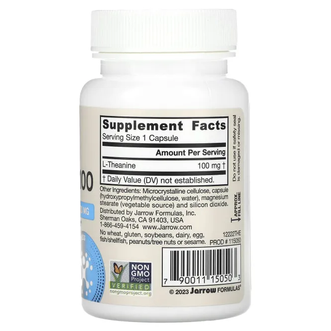 Jarrow Formulas, теанин 100, 100 мг, 60 вегетарианских капсул