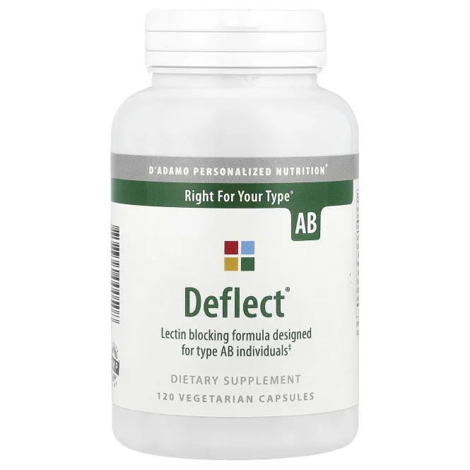 D'adamo, Deflect® AB, формула, блокирующая лектин, 120 вегетарианских капсул