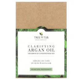 Tree To Tub, набор шампуня и кондиционера, очищающее аргановое масло, бодрящая перечная мята, набор из 2 предметов, по 250 мл (8,5 жидк. унции)
