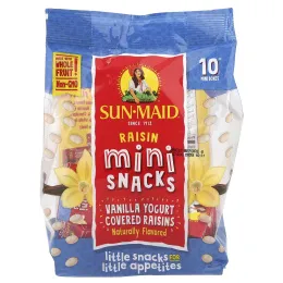 Sun-Maid, Изюм со вкусом йогурта, мини-закуски, ваниль, 10 упаковок, 142 г (5 унций)