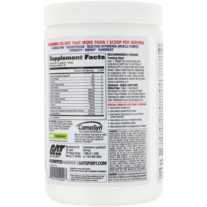 GAT, Niraflex+Creatine, Cherry Limeade, 14.8 oz (420 g)