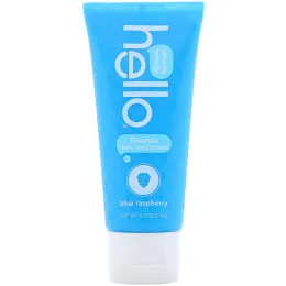 Hello, Для детей, зубная паста с фтором, голубая малина, 4,2 унц. (119 г)