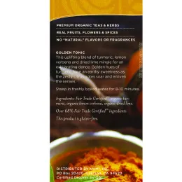 Numi Tea, Organic Tea, Herbal Teasan, Turmeric Golden Tonic, Caffeine Free, 12 Tea Bags, 1.31 oz (37.2 g)