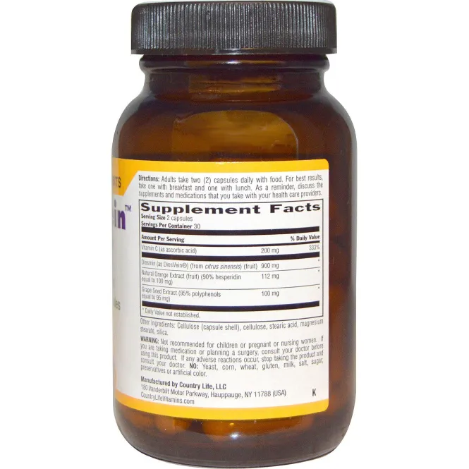 Country Life VaricoVein для мужчин и женщин, 60 вегетарианских капсул