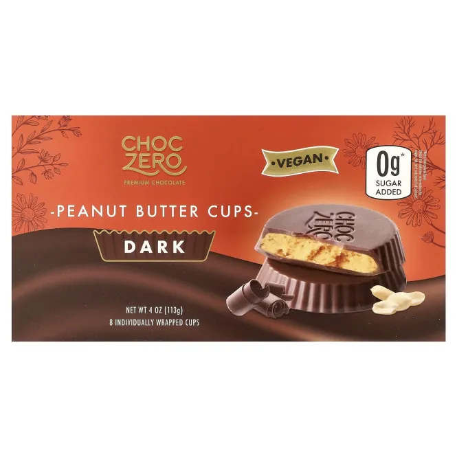 ChocZero, Чашки с арахисовой пастой, темные, 8 отдельных чашек, 113 г (4 унции)