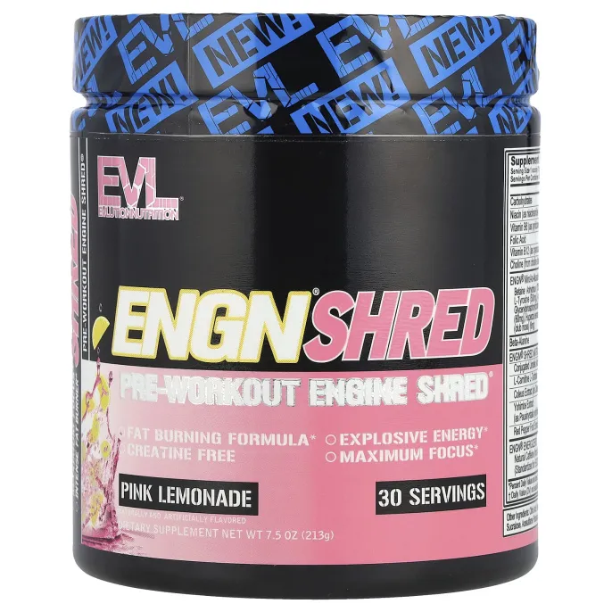 EVLution Nutrition, ENGN Shred, средство перед тренировкой, розовый лимонад, 213 г