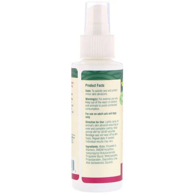 petnc NATURAL CARE, Натуральная защита животных, спрей для жидкой повязки, для всех животных, 4 жид.унц. (118 мл.)