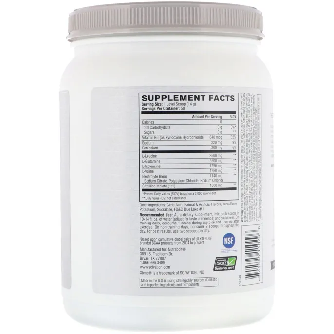 Scivation, Xtend, оригинал, лед из голубой малины, 1,5 фунта (700 г)