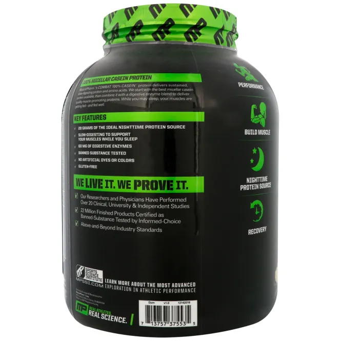 MusclePharm, Combat 100% казеин, ваниль, 1814 г.