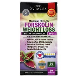 BioSchwartz, Максимальная эффективность, форсколин для снижения веса, 500 мг, 60 растительных капсул