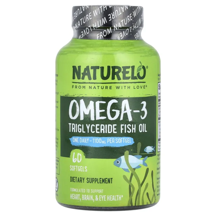 NATURELO, омега-3, рыбий жир в форме триглицеридов, 1100 мг, 60 мягких таблеток