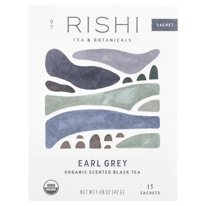 Rishi Tea, Органический ароматизированный черный чай, Earl Grey, 15 пакетиков, 42 г (1,48 унции)
