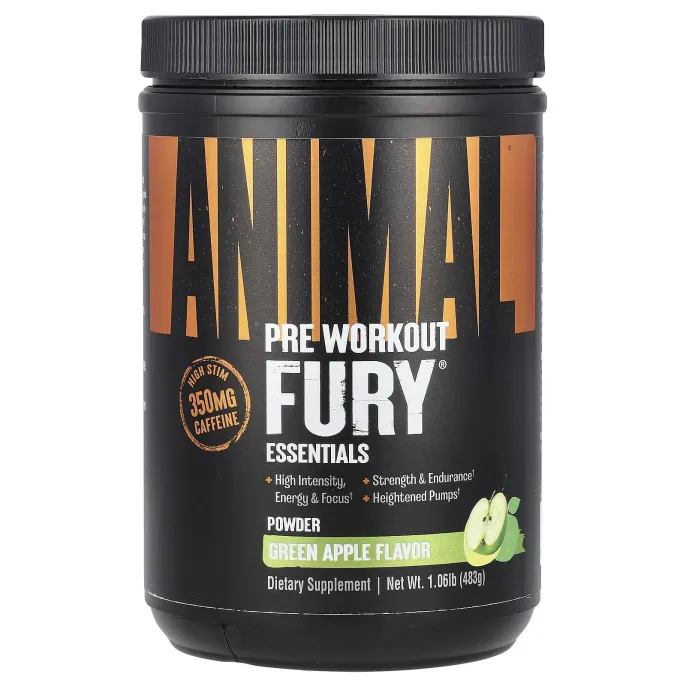 Animal, Животная ярость, полный набор для тренировок, зеленое яблоко, 495.9 г