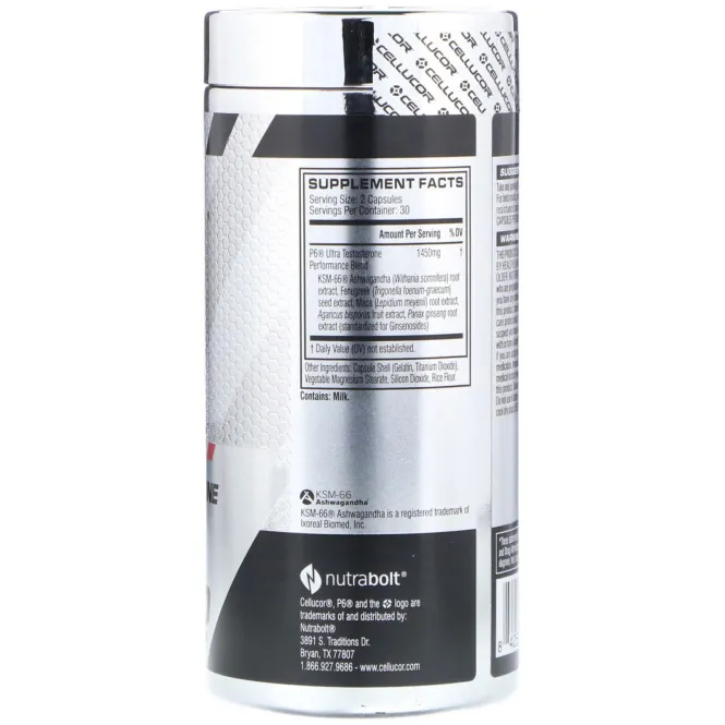 Cellucor, P6 Ultra, добавка тестостерона, 60 капсул